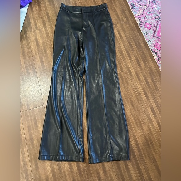 AVEC LES FILLES faux leather shifted seam bootcut pants black size small - Picture 8 of 9